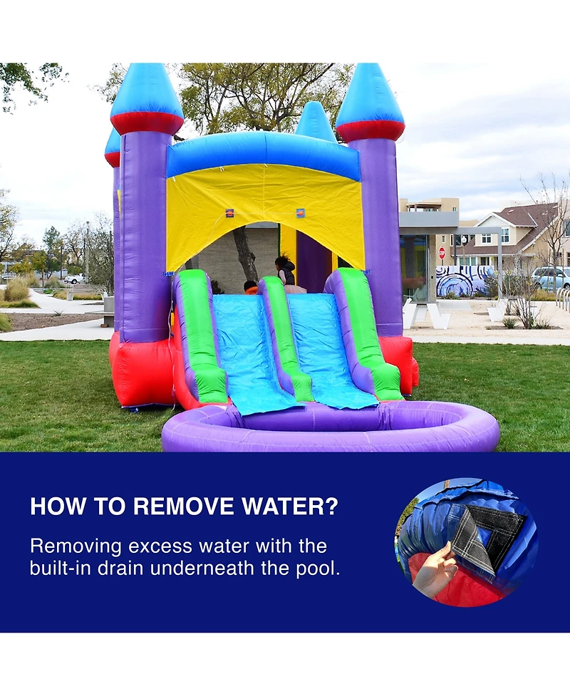 HeroKiddo Jelly Bean Castle Bounce House & Water Slide Combo with Detachable Pool (No Blower Included), Commercial Grade Inflatable
