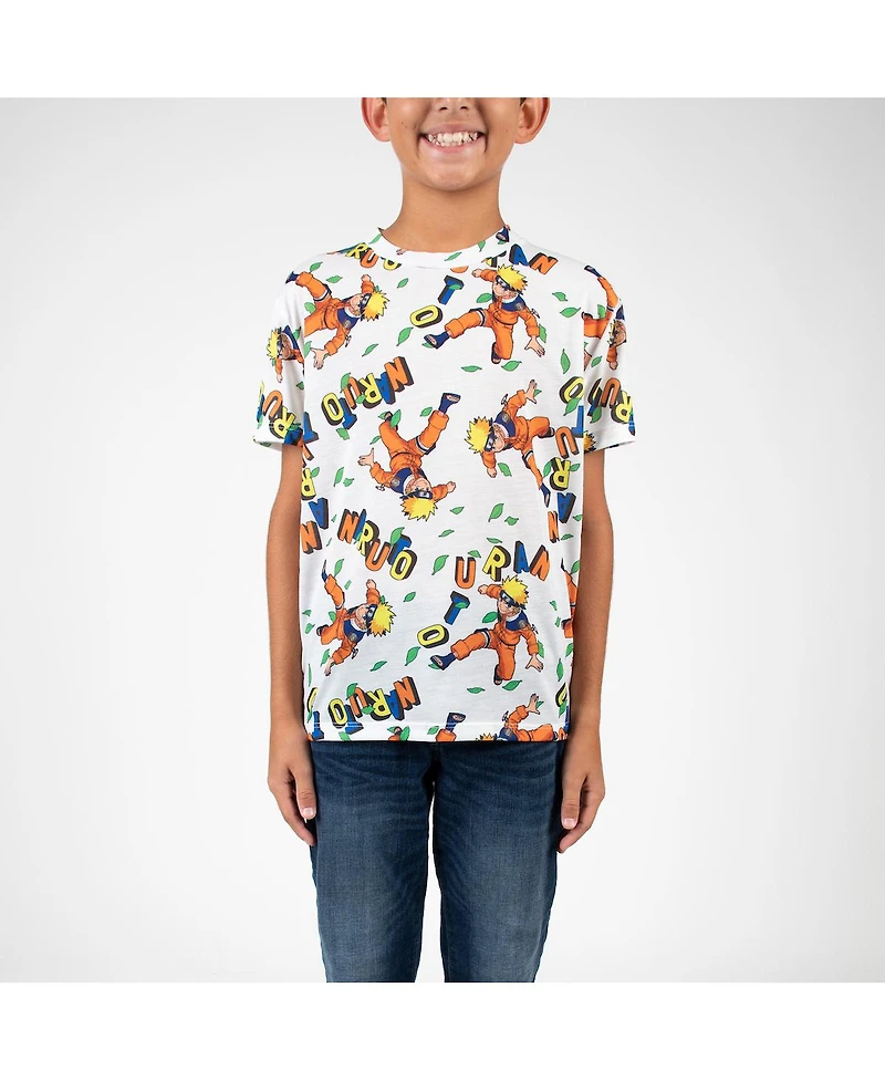 Naruto Little Boys Uzumaki Crew Neck Short Sleeve 4pk Tees-Small