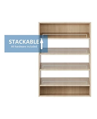 Modular Storage Angled Shelves, Wood Closet Organizer Adjustable, Stacking