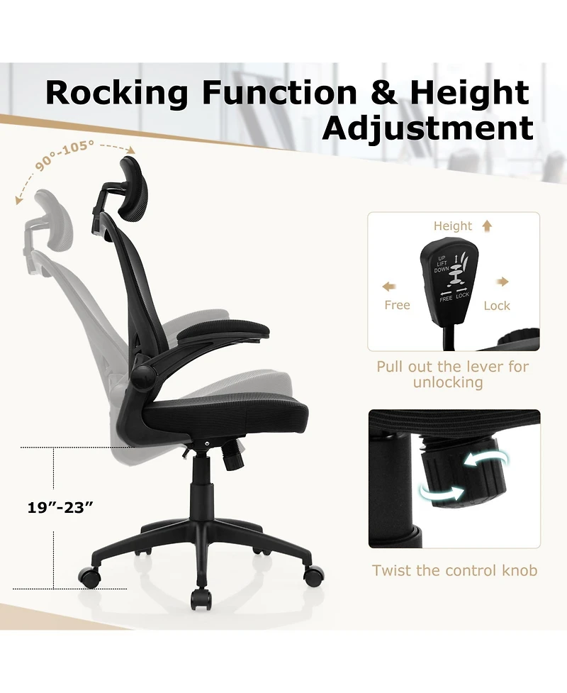Gouun Ergonomic Mesh Office Chair with Adjustable Height for Home Office