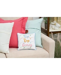 10" x 10" Easter "Hip Hop Hooray" Embroidered Small/Petite Spring Themed Accent Throw Pillow