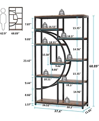 Tribesigns 5 Tier Etagere Bookcase, Freestanding Tall Bookshelf Display Shelf Storage Organizer with 9-Open