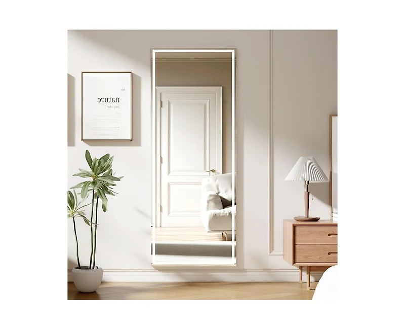 gaomon Led Mirror Full Length 71"x 28" Full Body Mirror with Light Floor Mirror Wall Mounted Mirror Freestanding Full Size Mirror dimming 3 Colors Lig