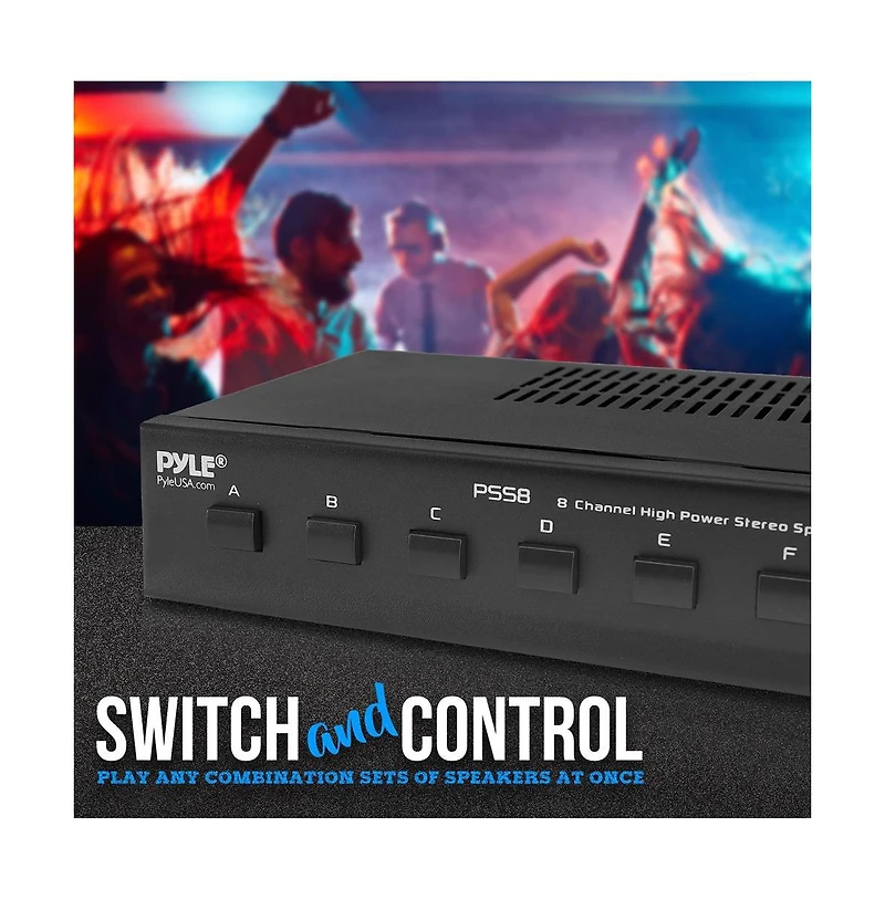 Pyle 8-Ch. High Power Stereo Speaker Selector with Volume Control