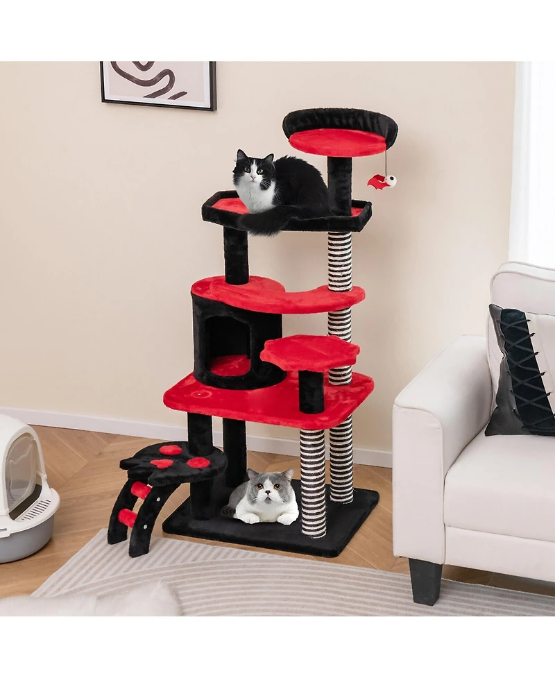 Gymax Gothic Cat Tree 52'' Tall Cat Tower w/ Cat Bed Cat Condo Sisal Scratching Post