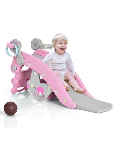 Kuyotq 4-in-1 Rocking Horse and Slide Set for Kids