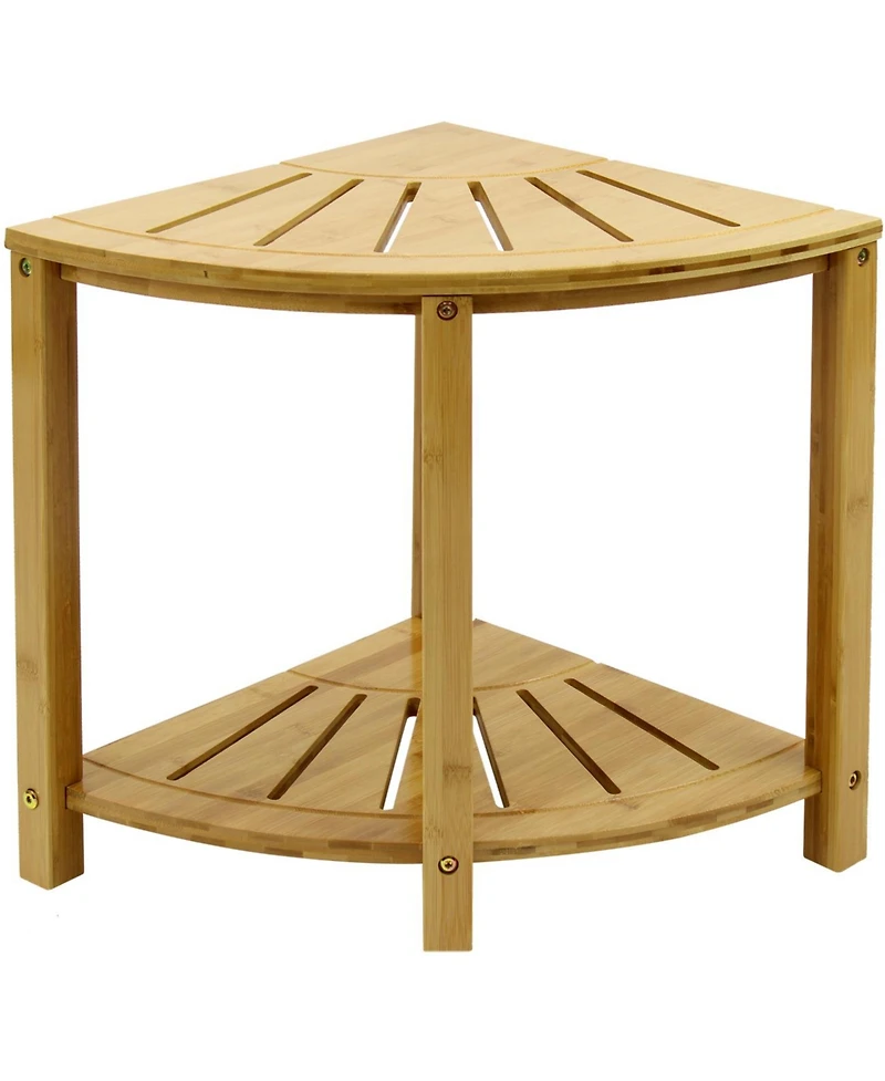 Sorbus Corner Shower Bench with Shelf 2-Tier Wood Storage & Seat for Bathroom, Shower, Spa, Sauna