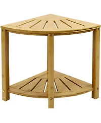 Sorbus Corner Shower Bench with Shelf 2-Tier Wood Storage & Seat for Bathroom, Shower, Spa, Sauna