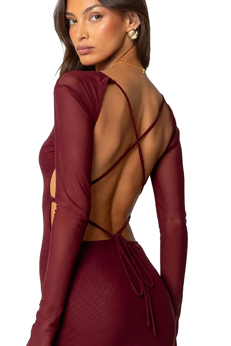 Edikted Womens Lace Up Mesh Mini Dress