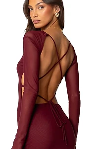 Edikted Womens Lace Up Mesh Mini Dress