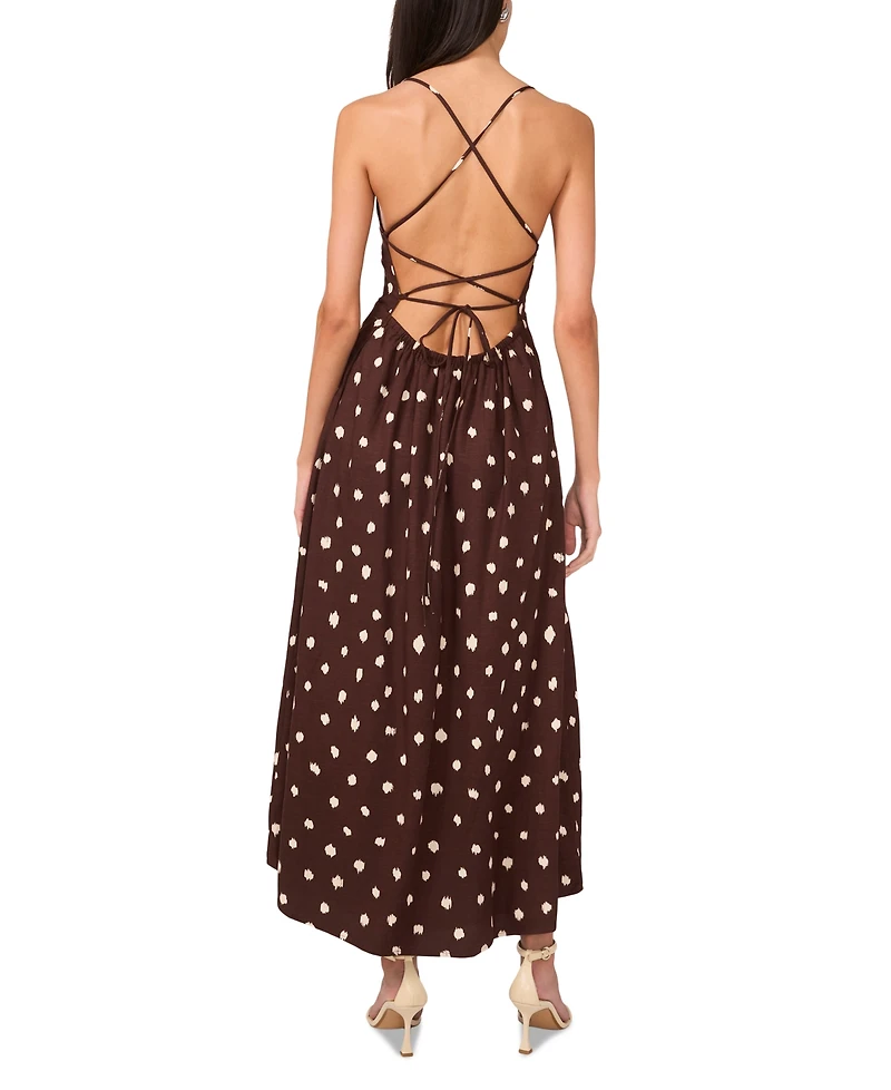 1.state Women's Linen Blend Printed Maxi Dress