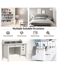 Gouun Vintage Computer Desk with Storage Shelves and 4 Drawer