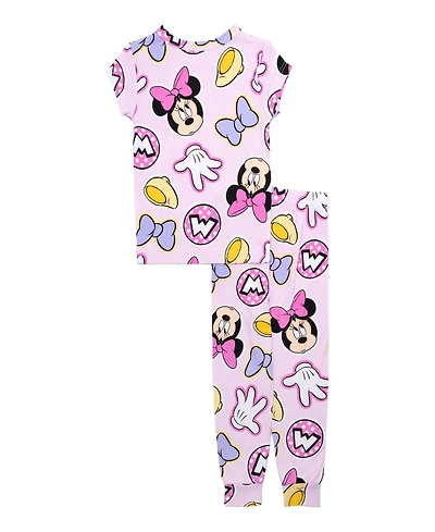 Minnie Mouse Big Girls Short Sleeve Tee and Long Pant, 2-Piece Pajama Set