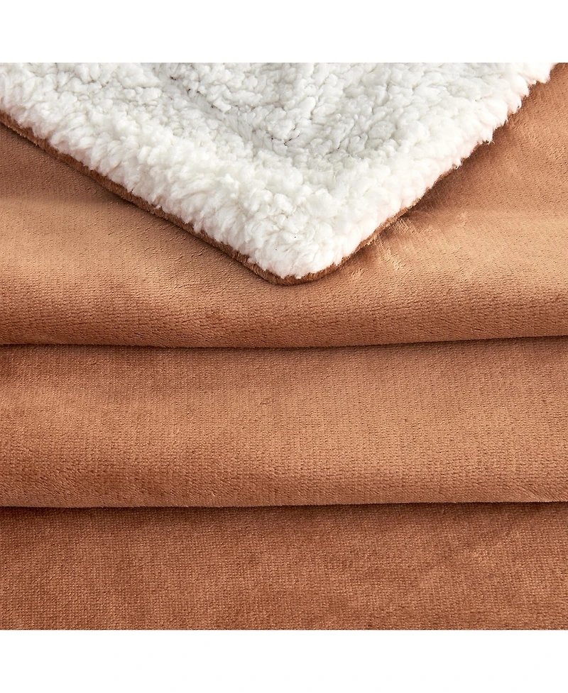 Linery & Co. Velvet Plush Reversible Sherpa Throw Blanket