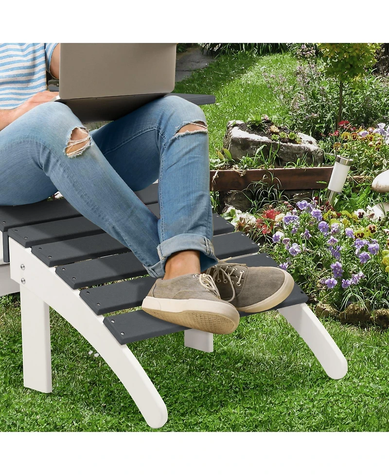 Aoodor Outdoor Adirondack Ottoman - Weather-Resistant Hdpe Patio Footrest for Ultimate Relaxation
