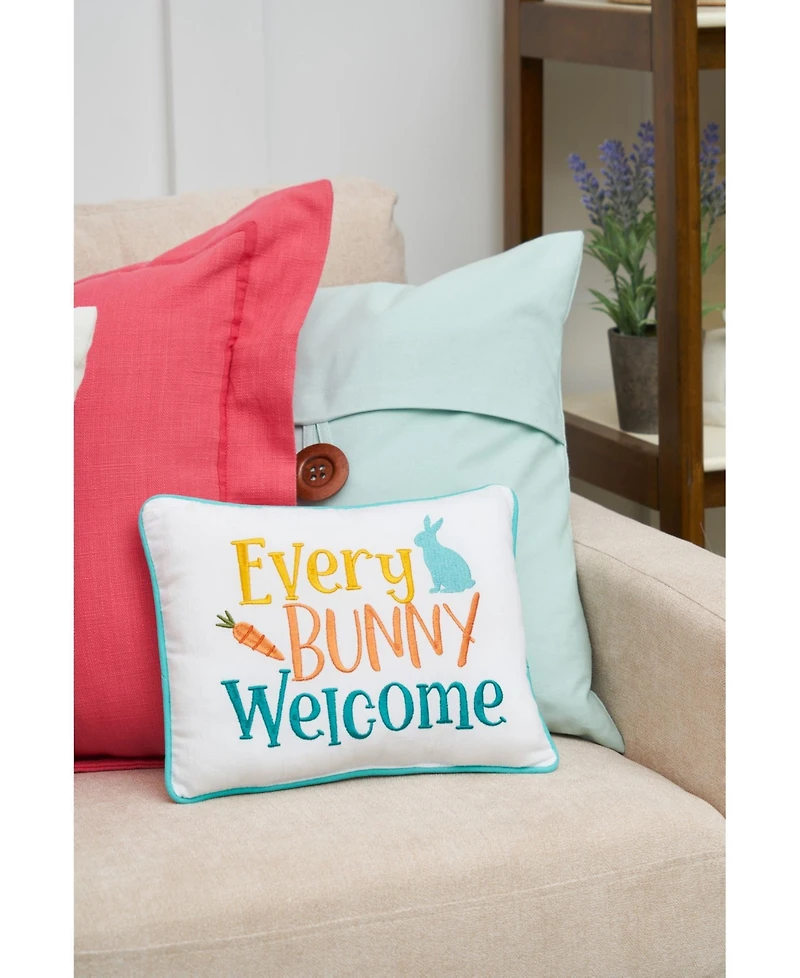 9" x 12" Easter "Every Bunny Welcome" Embroidered Spring Themed Small/Petite Accent Throw Pillow