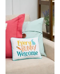 9" x 12" Easter "Every Bunny Welcome" Embroidered Spring Themed Small/Petite Accent Throw Pillow