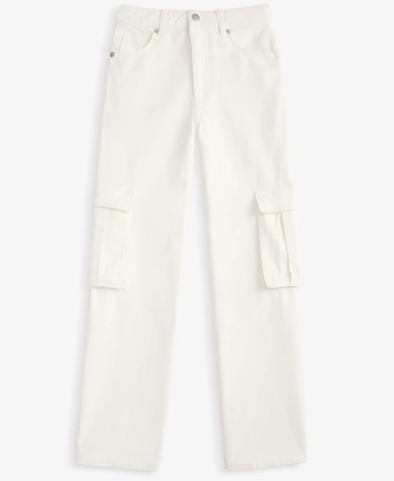 With Jules Big Girls Cotton Wide-Leg Cargo Jeans