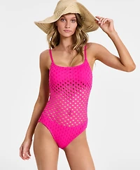 Carmen Marc Valvo Women's Crochet Scoop-Neck One-Piece Swimsuit