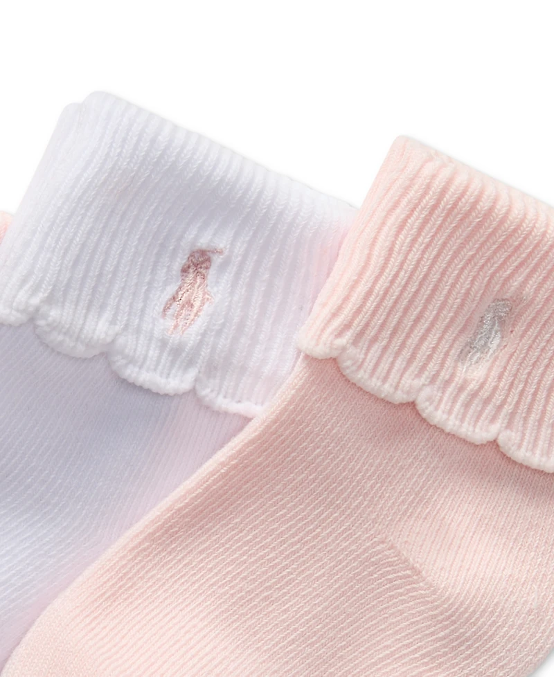 Polo Ralph Lauren Baby Girls Scallop Turn-Cuff Socks, 3 Pack