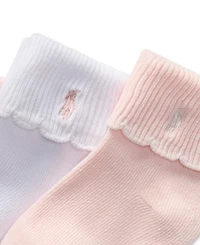 Polo Ralph Lauren Baby Girls Scallop Turn-Cuff Socks, 3 Pack