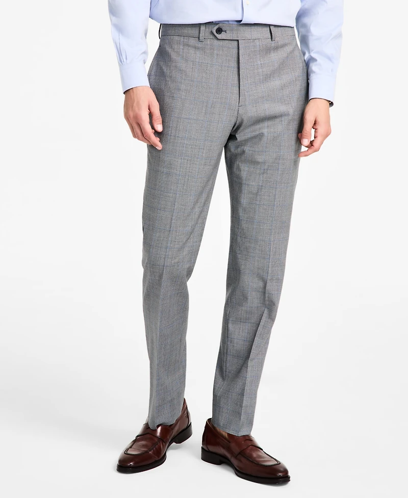 B by Brooks Brothers Men's Windowpane Wool-Blend Stretch Classic-Fit Suit Pants