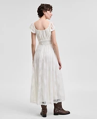 And Now This Women's Scoop-Neck Ruffle-Sleeve Maxi Lace Dress, Created for Macy's