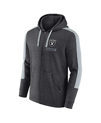 Fanatics Men's Heather Charcoal Las Vegas Raiders Gains Full-Zip Hoodie