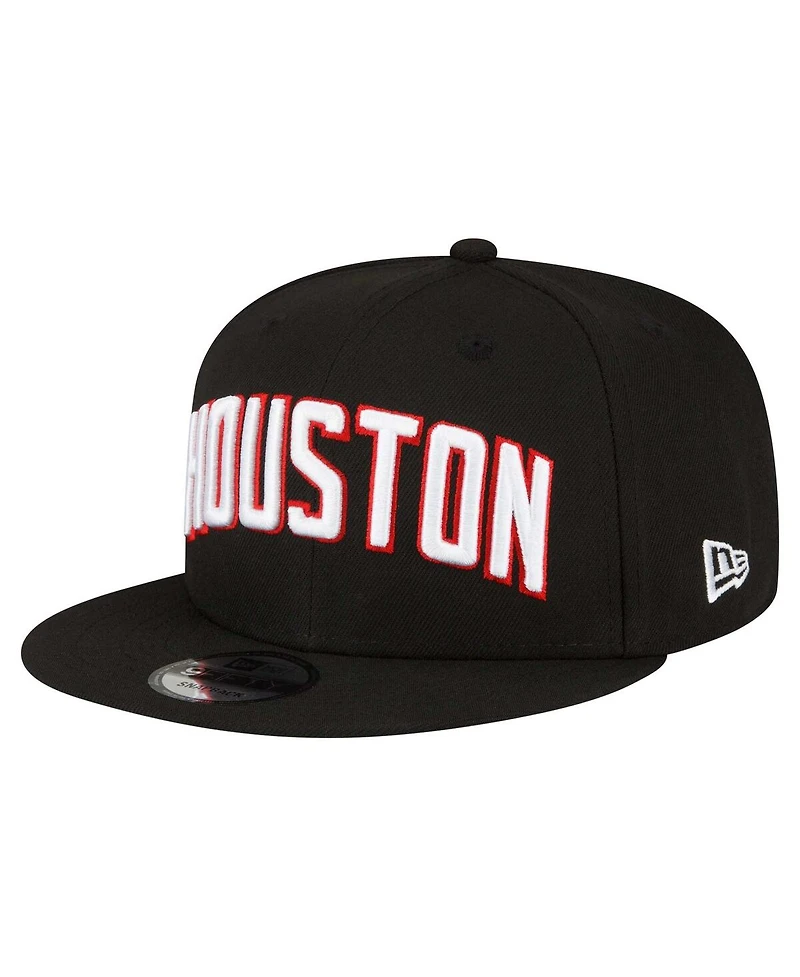New Era Men's Black Houston Rockets Jersey Hook Statement Edition 9FIFTY Snapback Hat