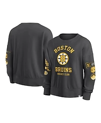 Fanatics Women's Black Boston Bruins Oversized Vintage Go Team Pullover Sweatshirt