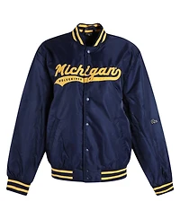 Hype And Vice Women's Navy Michigan Wolverines A-Game Varsity Full-Snap Jacket