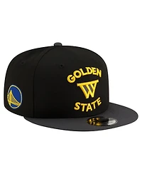 New Era Men's Black Golden State Warriors Jersey Hook Statement Edition 9FIFTY Snapback Hat