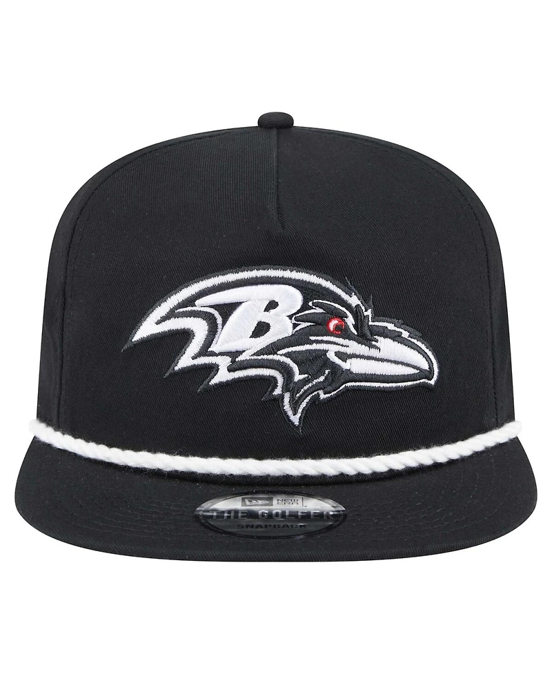 New Era Men's Black Baltimore Ravens B-Dub Golfer Snapback Hat
