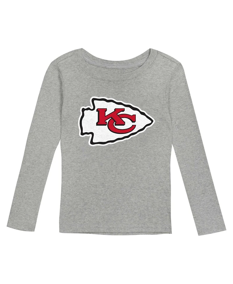 Outerstuff Preschool Heather Gray Kansas City Chiefs Long Sleeve T-Shirt and Pants Sleep Set