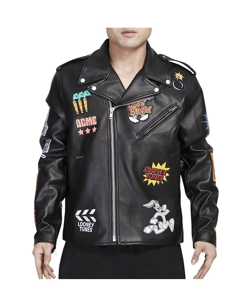 Freeze Max Men's Bugs Bunny Black Looney Tunes Biker Full-Zip Jacket
