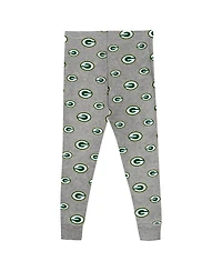 Outerstuff Preschool Heather Gray Green Bay Packers Long Sleeve T-Shirt and Pants Sleep Set