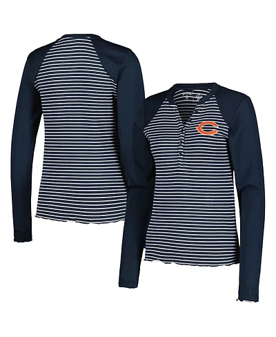 Antigua Women's Navy Chicago Bears Maverick Waffle Henley Long Sleeve T-Shirt