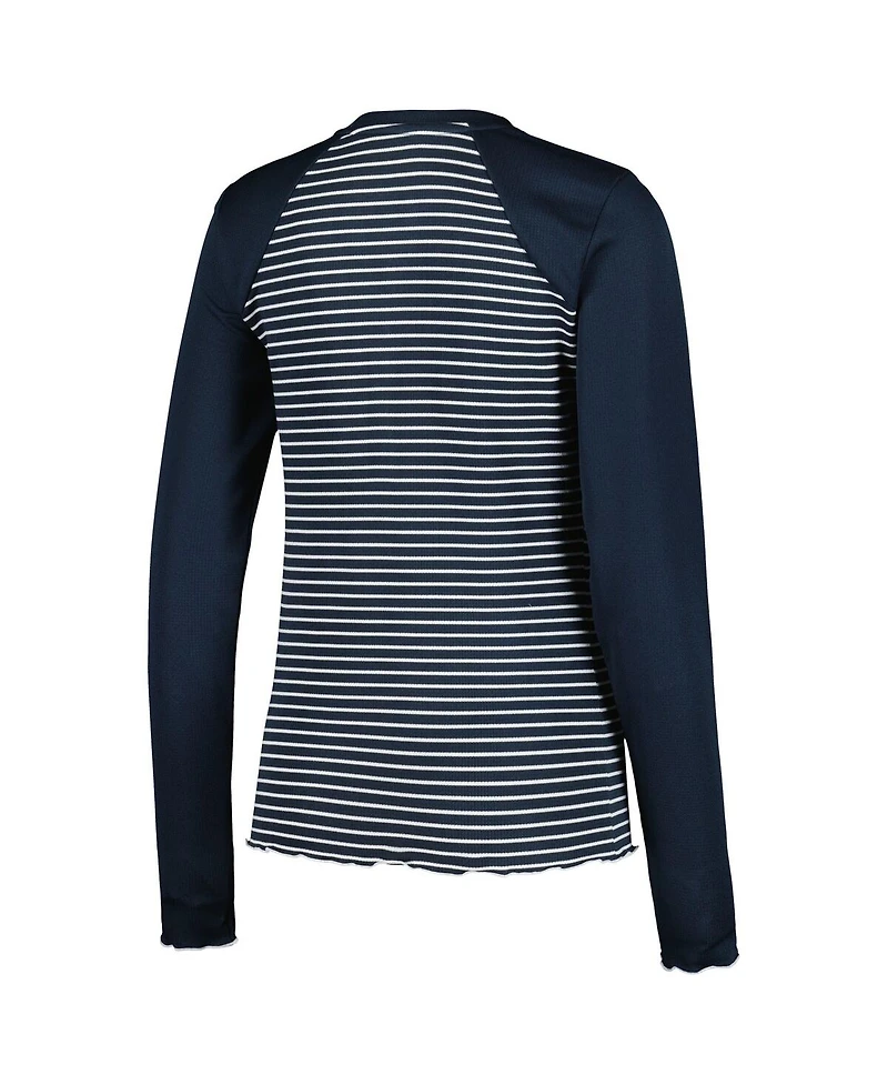 Antigua Women's Navy Chicago Bears Maverick Waffle Henley Long Sleeve T-Shirt