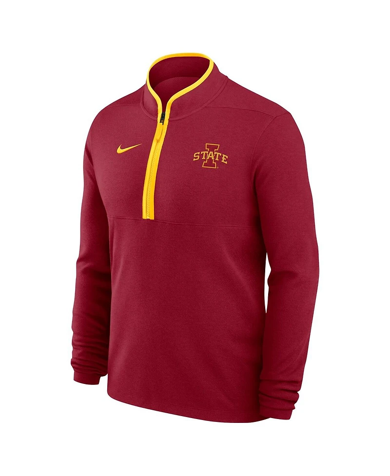 Nike Men's Cardinal Iowa State Cyclones Coaches Courtside Basketball Victory Performance Quarter-Zip Top