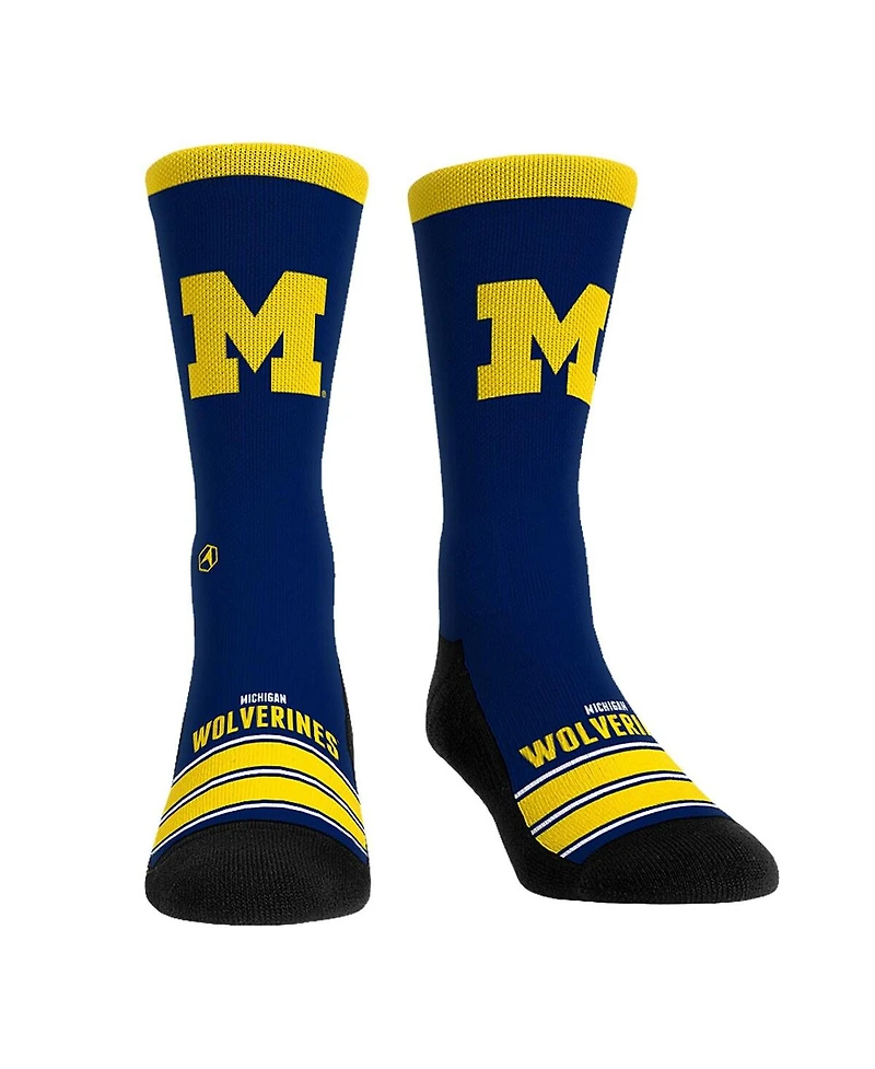 Rock Em' Men's and Women's Michigan Wolverines Gametime Stripe Crew Socks