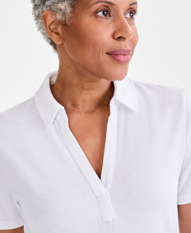 Style & Co Women's Short-Sleeve Knit Polo Shirt, Exclusively at Macy's