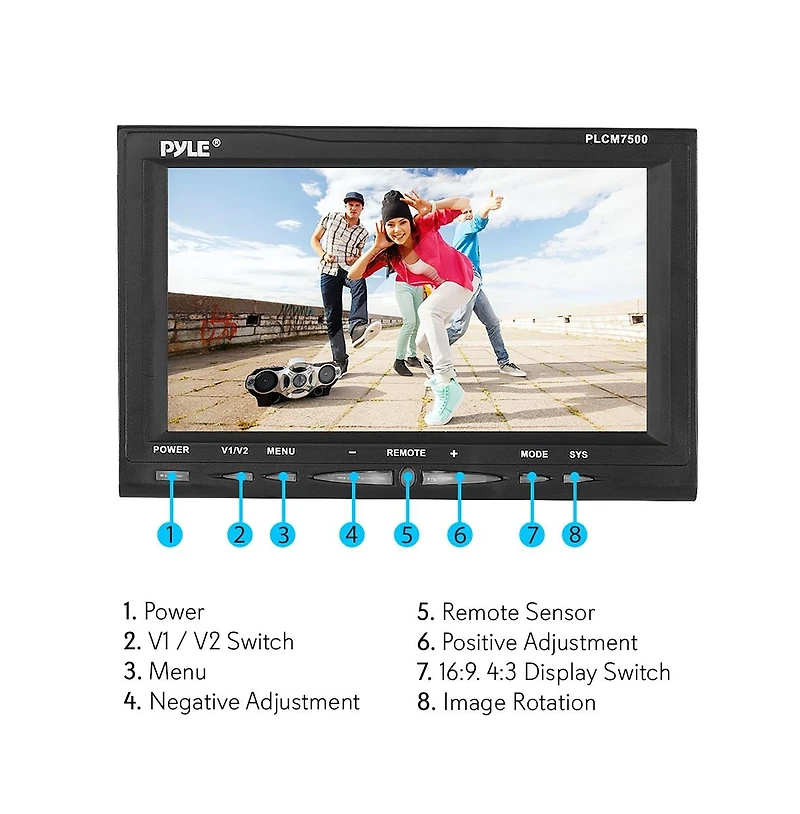 Pyle Car Backup Camera & Monitor Display Kit, 7'' Screen, Night Vision, Waterproof