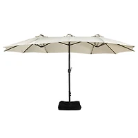 Casainc Outdoor Double-Sided Patio Umbrella with Base 36 Led Light Market Cover