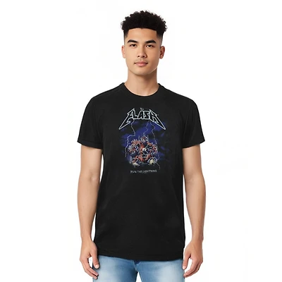 Dc Flash Mens Dc Comics Flash Run The Lightning Short Sleeve Adult Tall Tee / T-Shirt
