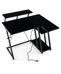 Gouun L Shaped Gaming Desk with Outlets and Usb Ports