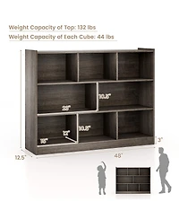 Gouun 3-Tier Open Bookcase 8-Cube Floor Standing Storage Shelves Display Cabinet
