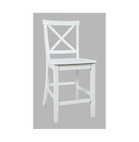 Jofran Eastern Tides Coastal Wire-Brushed Wood X-Back Counter Barstool (Set of 2