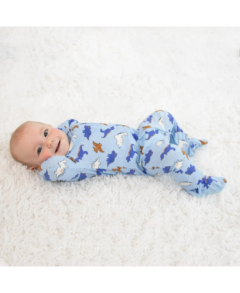 The Peanutshell 3pk Cotton Sleeper Set for Baby Boy, Cobalt Dino