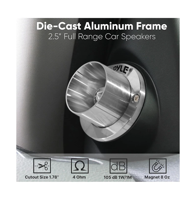 Pyle Titanium Dome Tweeter, 1.0'' Voice Coil, 100W Max, 4-Ohm, Aluminum Housing