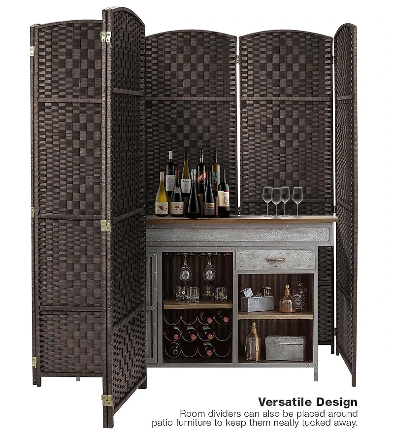 Sorbus Extra Wide - Diamond Weave Fiber Room Divider- 8 Panel Brown